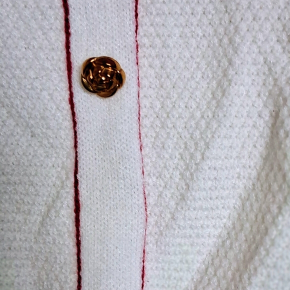 White and Red Ruffle Button-Up Top - Picture 2 of 2